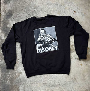 Disobey Man In Black Crew Neck Fleece Black